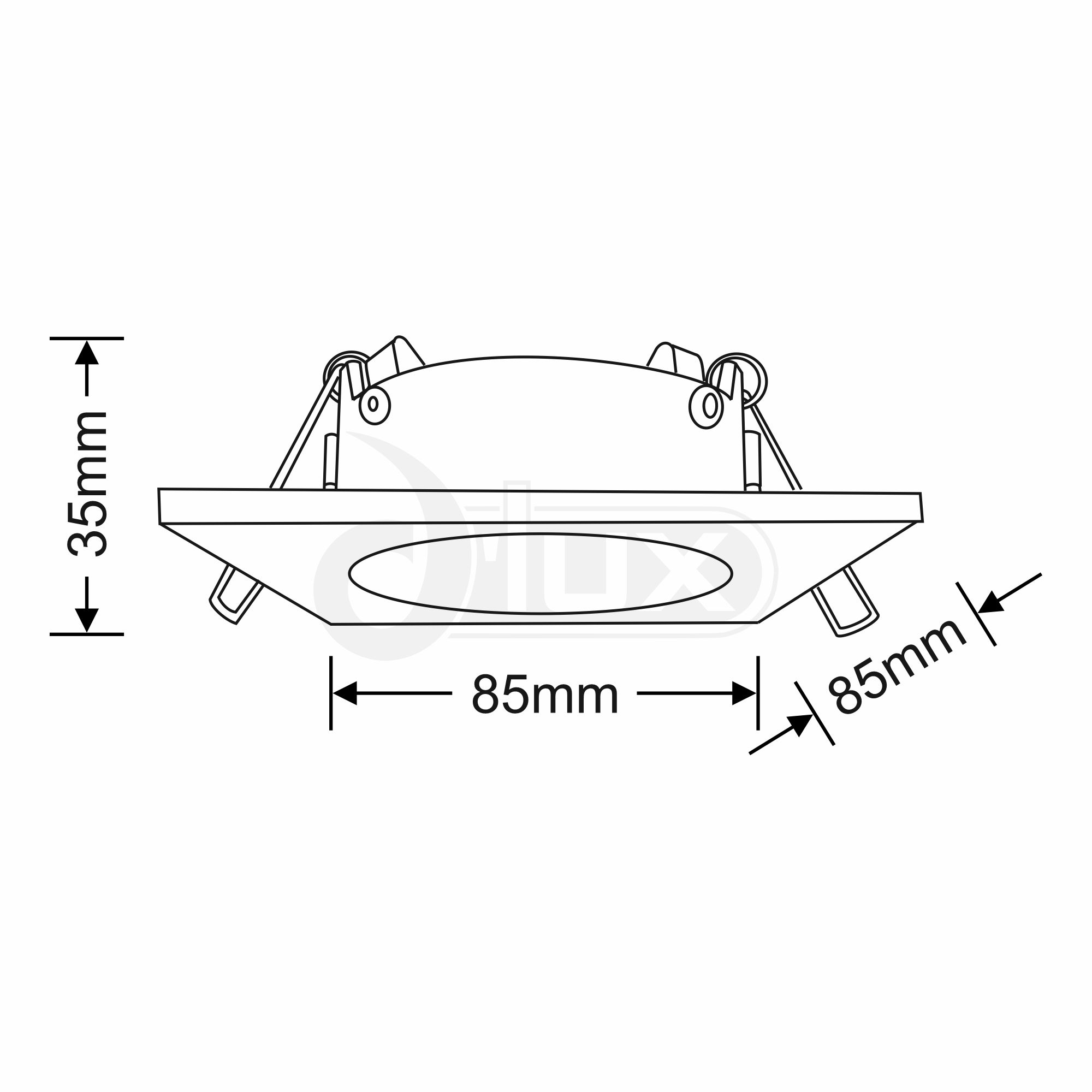 Bruve 12 Tridonic powered 12W 4000K 1200lm 36° LED Engine,300mA , CRI>90 LED Engine Matt Black Fixed Square Recessed Downlight, Inner Glass cover, IP65 DM201593  Dlux Bruve SQ 12 IP65